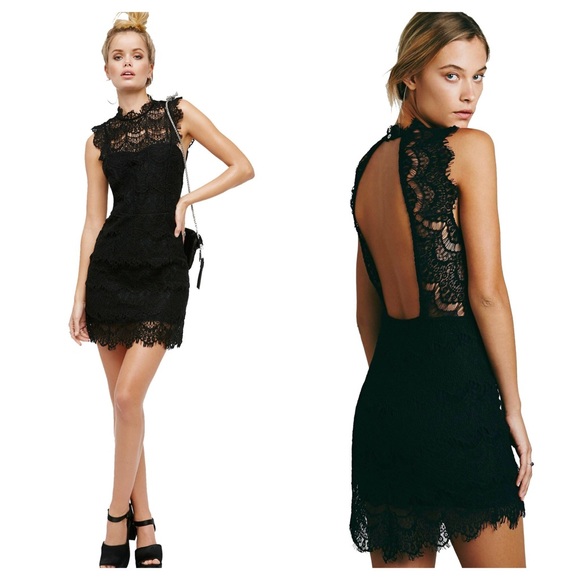Free People Dresses & Skirts - Free People Lace Daydream Bodycon Slip Dress Black